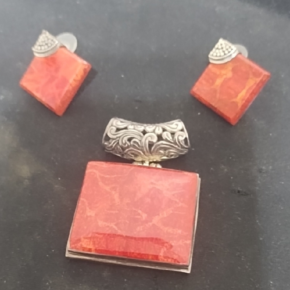 Red and Silver Ornate Earrings